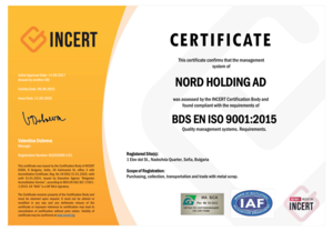 Scrap and recycling certificateb