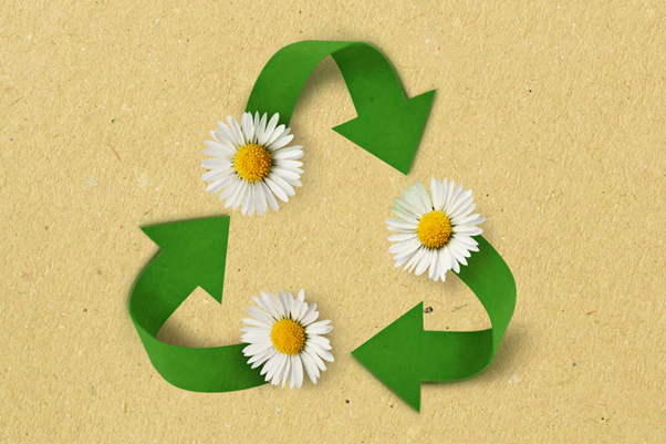 знак за рециклиране с цветя
